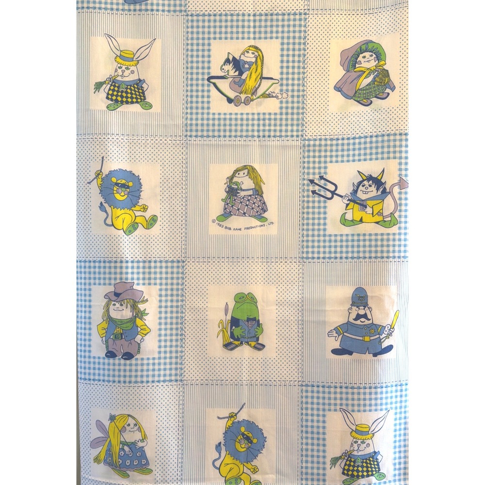 1983 Bob Kane Productions Fabric Remnant Kidcore Whimsical Retro Decor